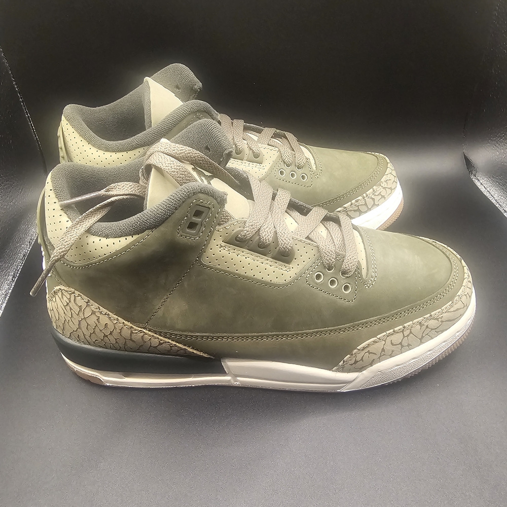 Jordan Olive and Gray Sneakers